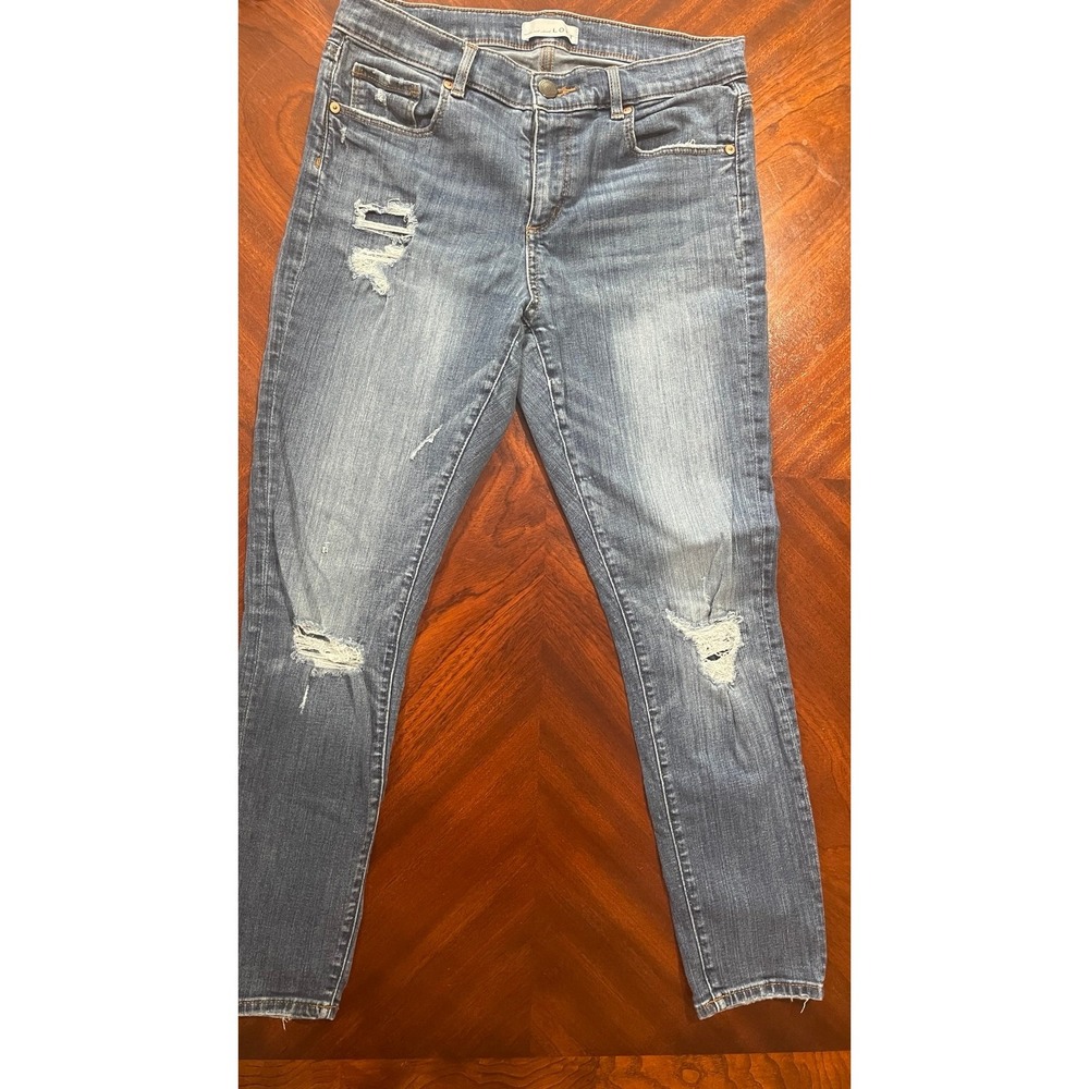 LOFT Modern Skinny Jeans Womens Blue Distressed Stretch Denim Ankle Jeans 10/30